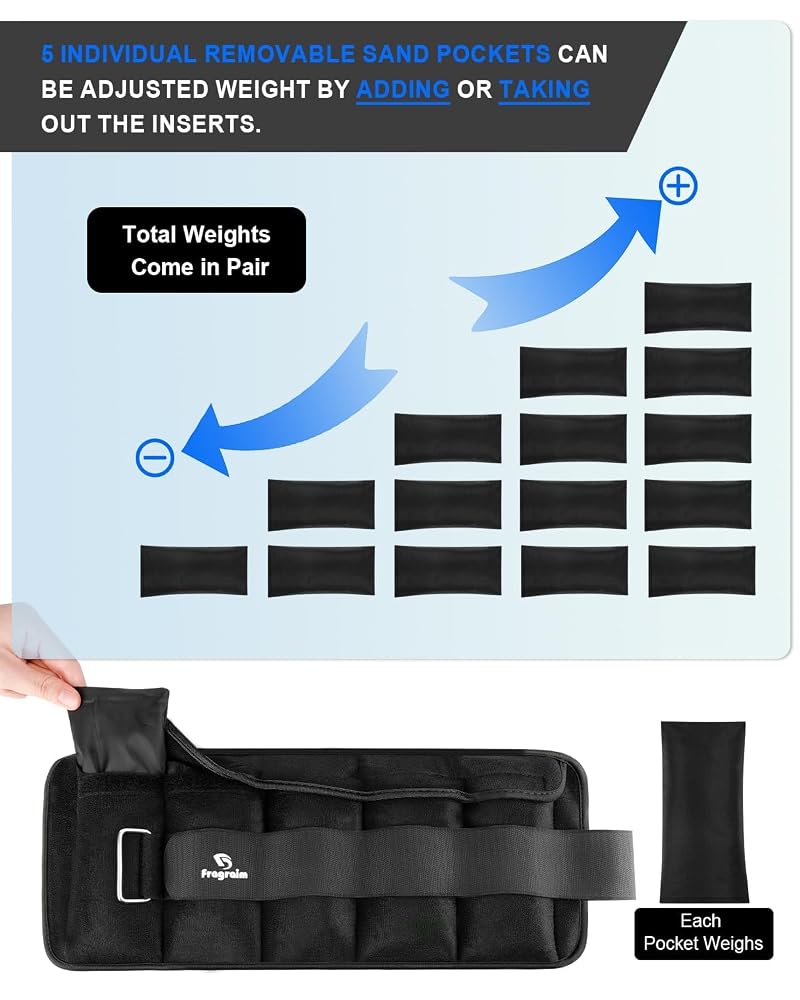 Adjustable Ankle Weights 1-6 lbs Pair with Removable Weights - Black (3 lb per side)