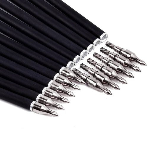 LWANO 30" Carbon Arrows-Archery Target Practice Hunting Arrows with 4" Turkey Feather Spine 500 for Recurve & Long Bow(Pack of 12)