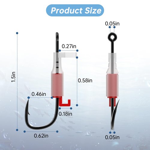 OIEKUN 10Pcs 2/0 Luminous Live Shrimp Hooks,Holes with Night Light Fishing Hooks High Carbon Steel Barbed with Barbed,Saltwater Corrosion-Resistant for Freshwater & Saltwater Fishing