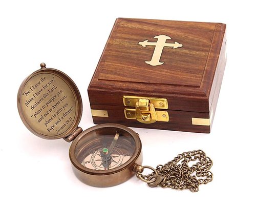 For I Know The Plans I Have For You, Jeremiah 29:11, Solid Brass Directional Engraved Compass, Baptism Gifts for Boys Girls, First Communion, Christian Gifts for Men, First Confirmation Gifts for Boys