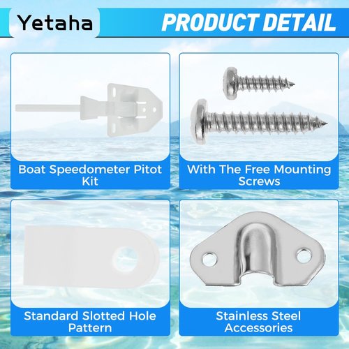 Yetaha 2Pcs Boat Speedometer Pitot Kit, Universal Speedometer Kick-up Pilot Up to 80 MPH Automatic Speedometer, Sea Portable Mini Tool Accessories