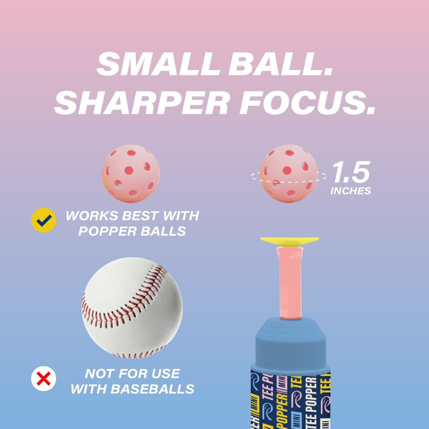 Bandit Sports Coach RAC Tee Popper Mini, Hitting Tee for Perfect Swings, Batting Machine for Practicing Hitting Without a Pitcher Blue