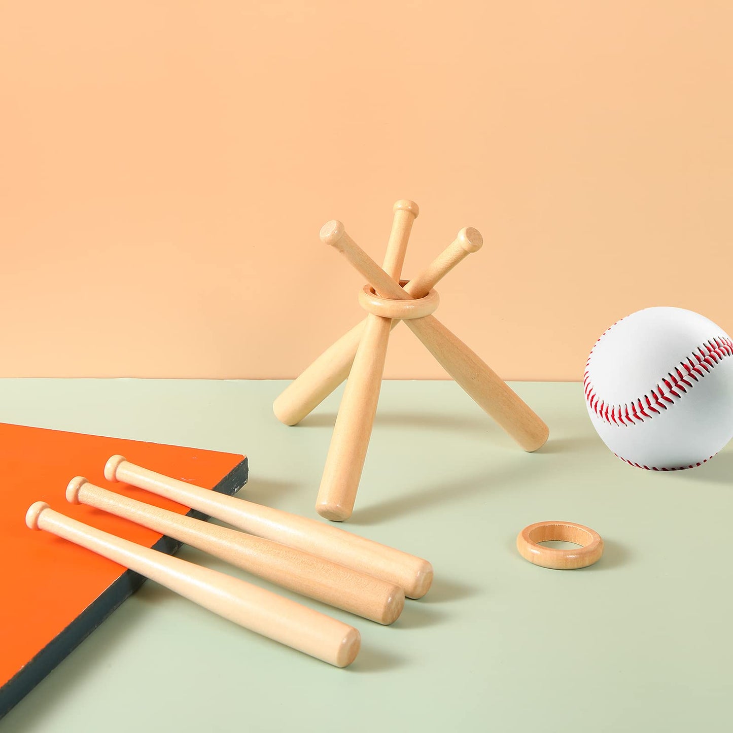 Honoson Baseball Stand Holders Balls Display Bat Wooden Stand Holder Display Centerpieces Tables for Baseball Sports Lover(1 Pack)