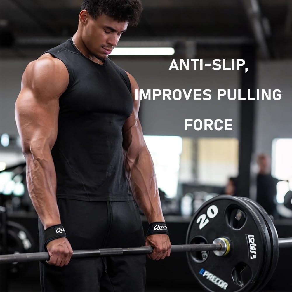 Querafja Lifting Wrist Straps for Gym Home Strength Training, Deadlifts & Pull Movements, 23 inch Weightlifting Strap with Non-slip Silicone