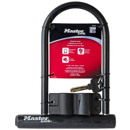 Master Lock Black Bike Lock with Key, Standard Size U-Lock for Bicycles and Other Outdoor Equipment, Anti-Theft Lock for Bikes, 8320D