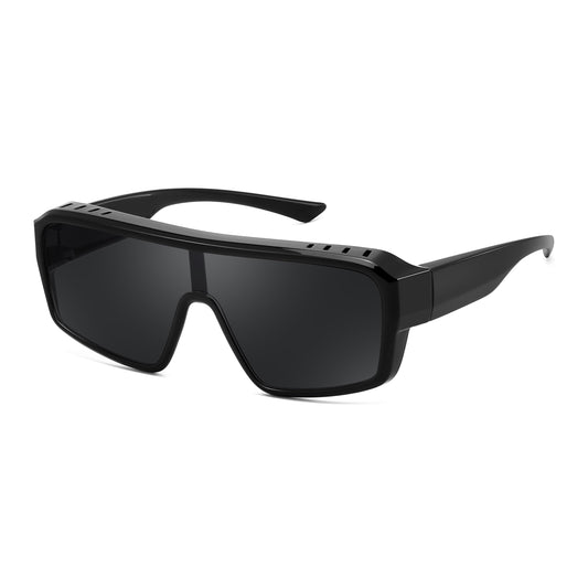 FEISEDY Oversized Square Sunglasses Fit Over Glasses for Men Women, Wrap-around One Piece Shades, Driving Outdoors B0332