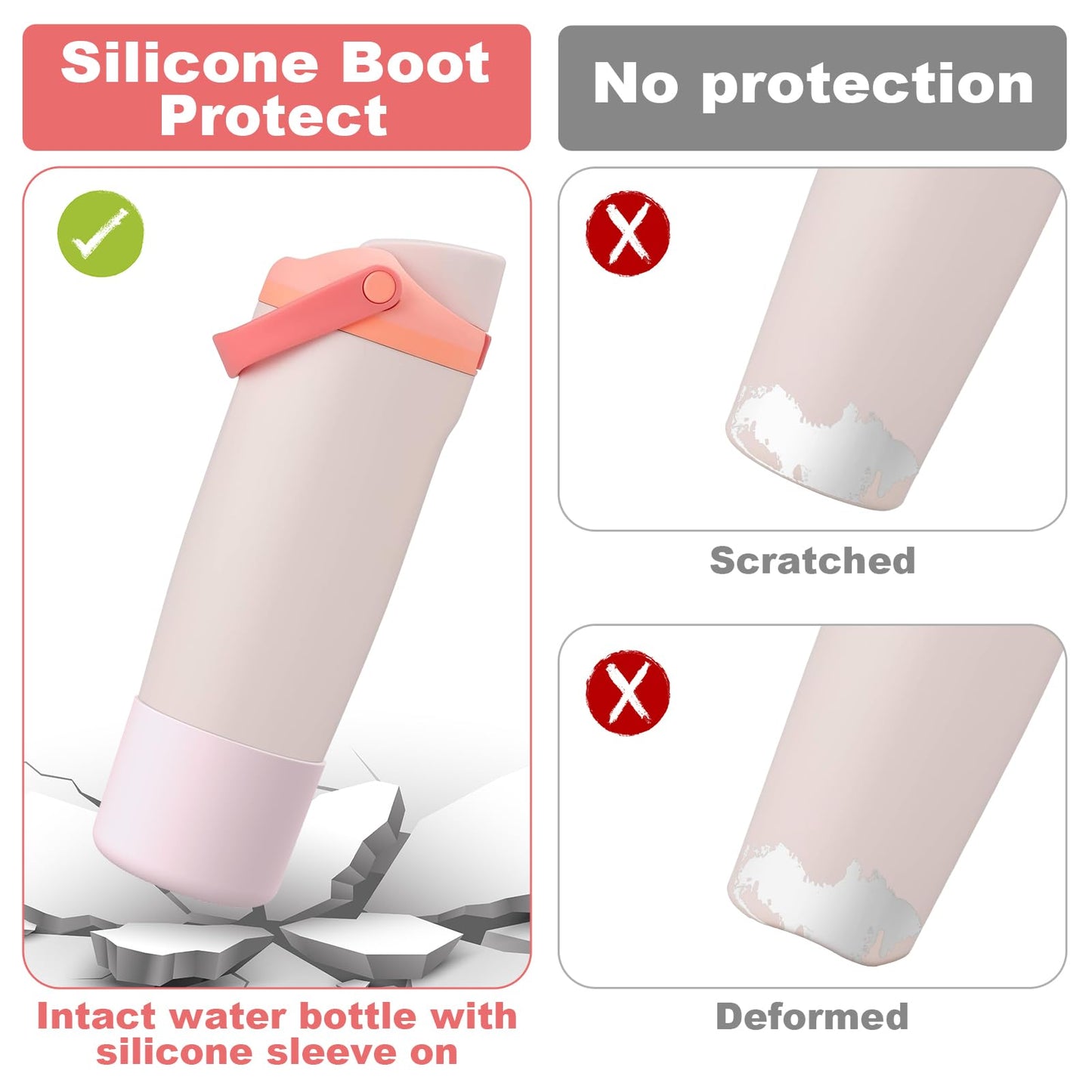 Alwenid 2PCS Silicone Boot for Owala FreeSip Sway 30oz 40oz Bottle, Anti-Slip Protective Sleeve Bottom Bumper Protector for Owala FreeSip Sway Stainless Steel Water Tumbler(Pink)