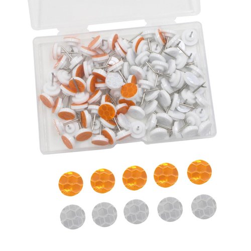 RGYBAO 100 Pcs Reflective Thumb Tacks Reflective Tacks Trail Marking Tacks Reflective Trail Tacks Trail Markers Glow Tacks