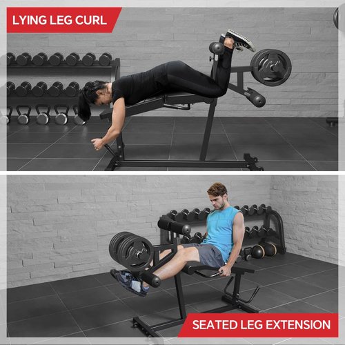 FAGUS H Leg Extension and Leg Curl Machine,Seated Leg Extension and Lying Curl Machine for Home Gym,Leg Press Bench Fit for Both 1'' and 2'' Weight Plates