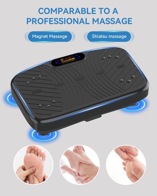 Vibration Plate Exercise Machine, Vibration Plate Platform for Lymphatic Drainage, 200 Adjustable Speeds Power Shaping Vibrating Plate Helps Weight Loss, Shaping, Max Weight 450 Lbs(Black)