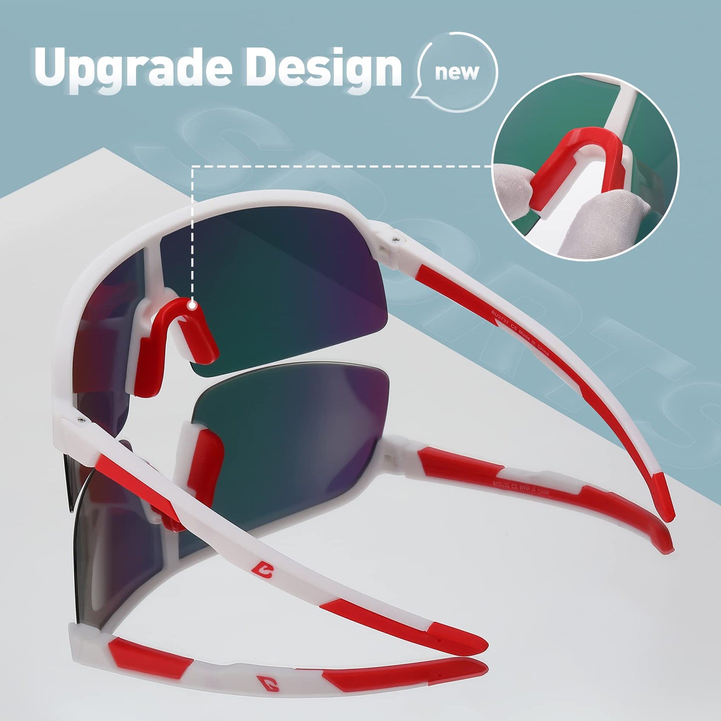 Bevi Sports Sunglasses Polarized Lens with TR90 Durable and Flexible Frame for Men Women Running Driving Cycling Etc 2736HC5