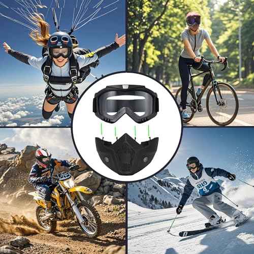 Paintball Mask Anti Fog,Airsoft Mask Full Face,Tactical Mask, Motorcycle Helmet Goggles with Removable Face Mask for Men Women