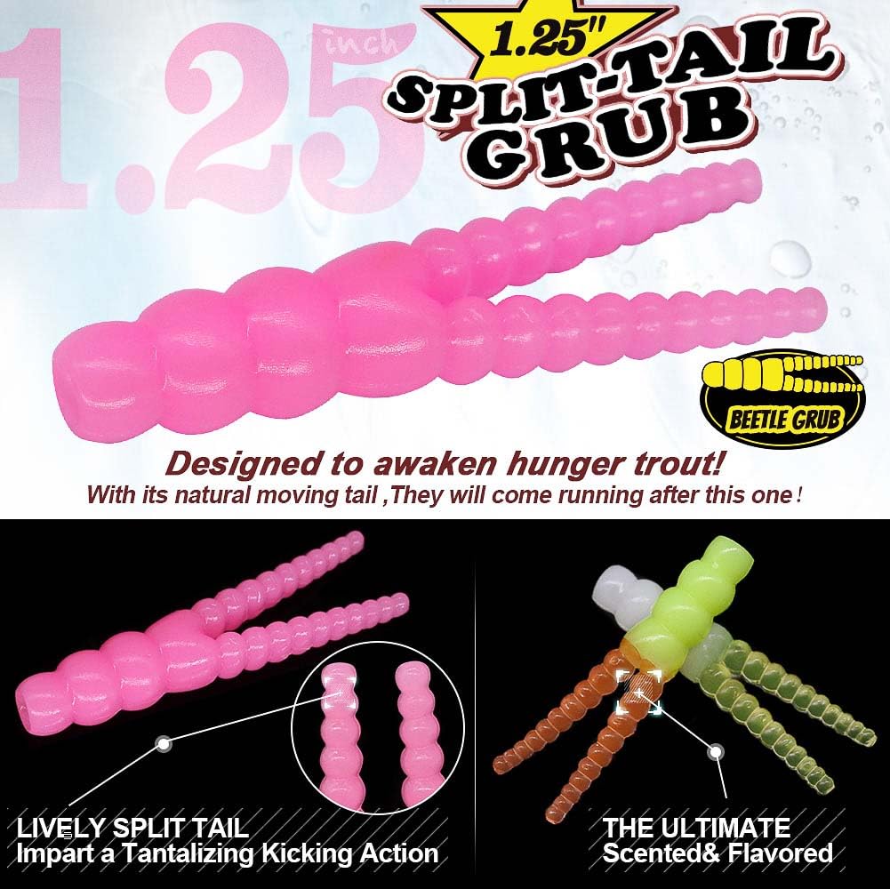 XFISHMAN-Trout-Fishing-Lure-Kit 165-Piece Creek & River Fishing Set with Split Tail Grub Worms, Shad Dart Jig Heads, Floats & Sinkers Ideal for Seasonal Trout Crappie Panfish