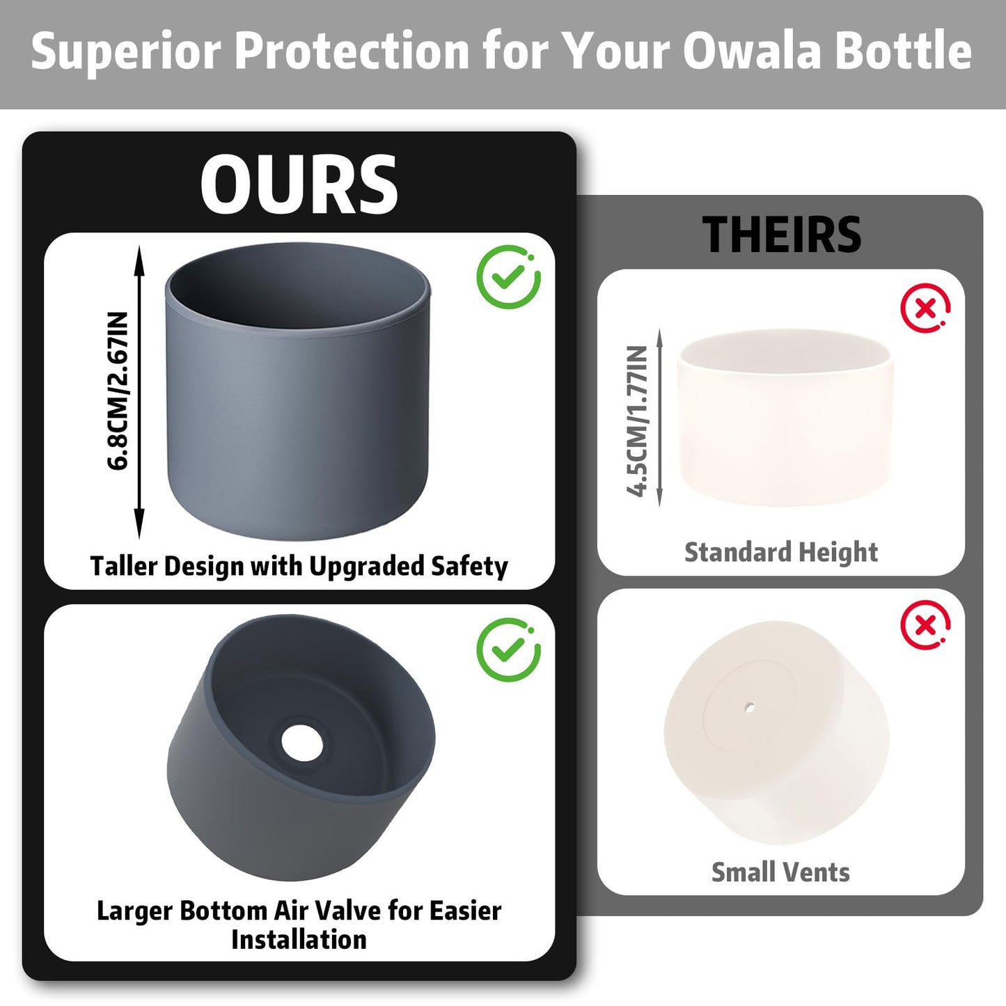 Silicone Water Bottle Boot for Owala 24 oz, Anti-Slip Protective Sleeve for Owala FreeSip, Twist & Flip Stainless Steel Water Bottle, Protective Bottom Base Cover
