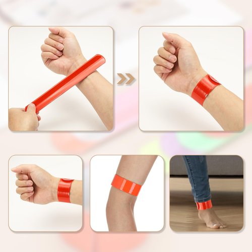 PATIKIL 40cm Reflective Bands, 6pcs Reflective Arm Bands Straps Wrist Reflective Running Gear Long Safety Reflective Straps Bracelets High Visibility for Night Walking Bicycle, Yellow