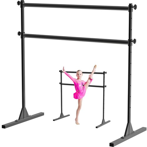 BeneLabel 4Ft Freestanding Ballet Barre 10 Height Adjustable Ballet Bar 350 lbs Capacity Steel Portable Dance Bar Double Ballet Barre for Home Fitness, Workout and Stretch