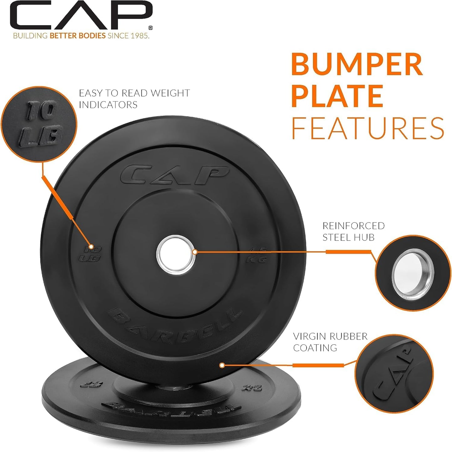 CAP 100lb Elite Olympic Bumper Plate Set with Storage Rack
