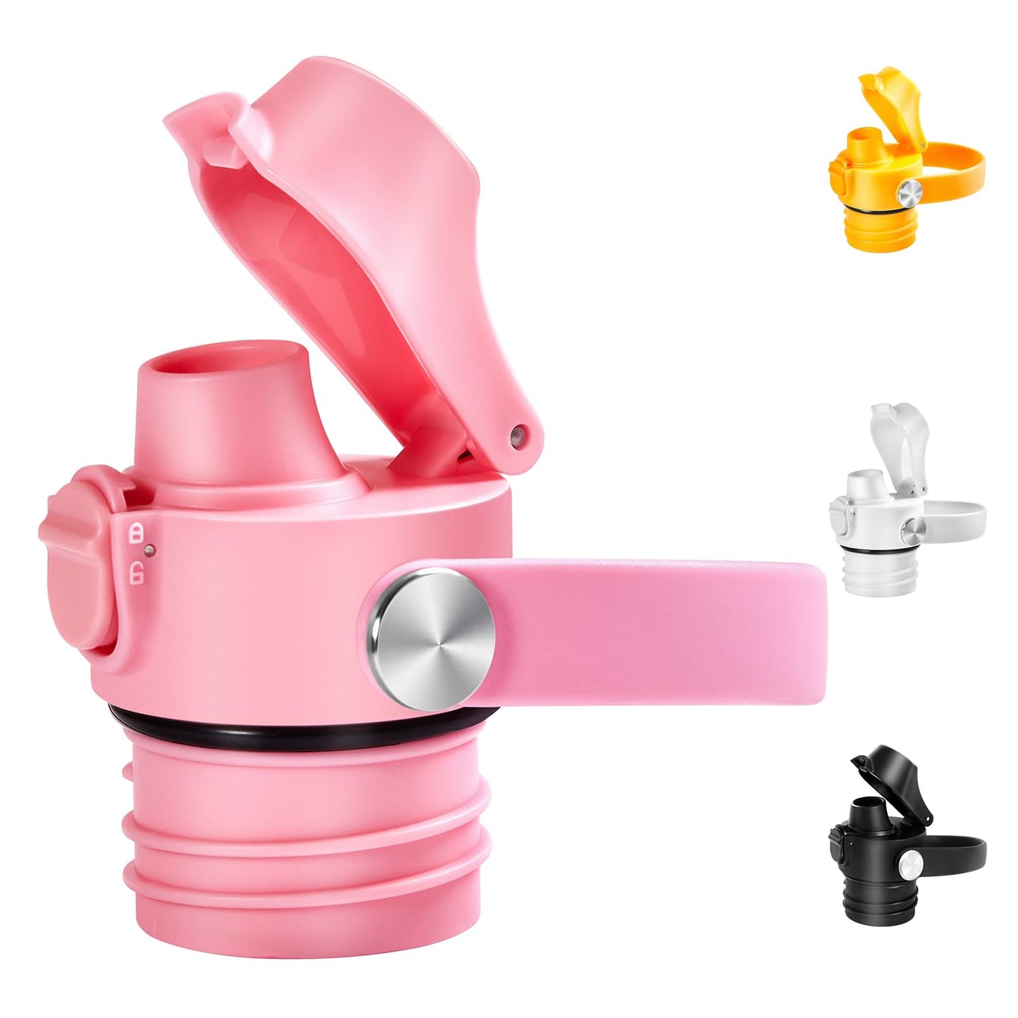 Auto Flip Lid for Hydro Flask Standard Mouth Bottle, Spout lid for HydroFlask Narrow Mouth Bottle, Replacement Lid with Button Lock, Pink