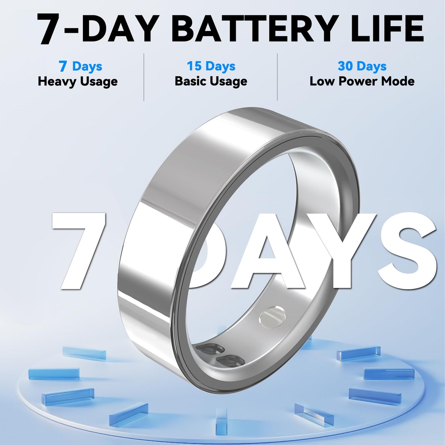 Smart Ring for Women Men,Sleep Tracking Wearable,Fitness Tracker Ring with Step/Heart Rate/Blood Oxygen/Distance/Calorie,Clock Vibration,No Subscription Fee,5ATM Waterproof, iOS&Android(Silver 8)