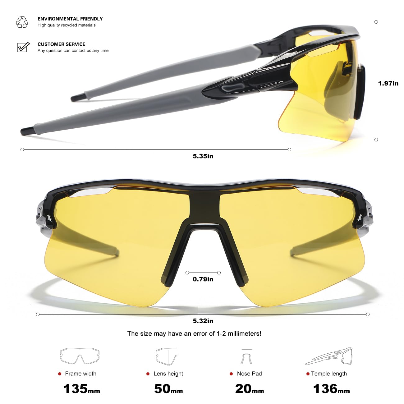 SEKKAF Polarized Sports Sunglasses for Men Women and Youth, UV400 Protection Ideal for Cycling Baseball Fishing Golf Running