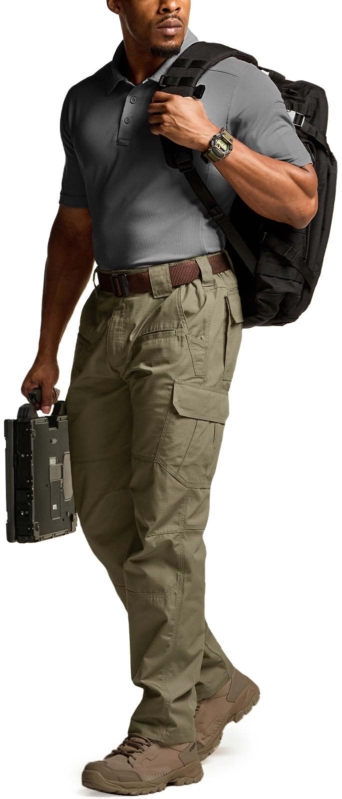 CQR Men's Tactical Pants, Water Resistant Ripstop Cargo Pants, Lightweight EDC Work Hiking Pants, Outdoor Apparel, Raider Soil Green, 30W x 30L