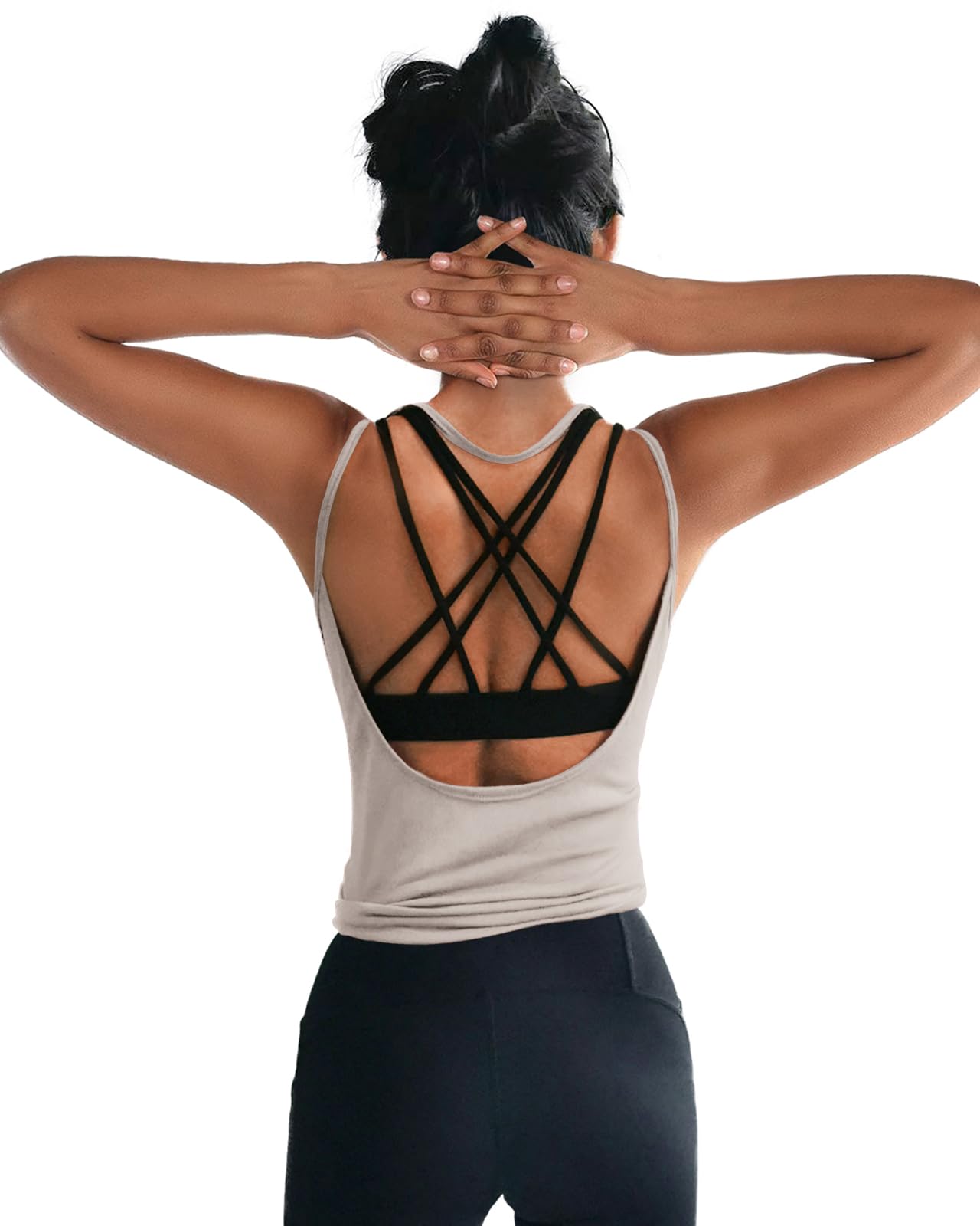 OYANUS Womens Summer Workout Tops Sexy Backless Yoga Shirts Open Back Activewear Running Sports Gym Tank Tops