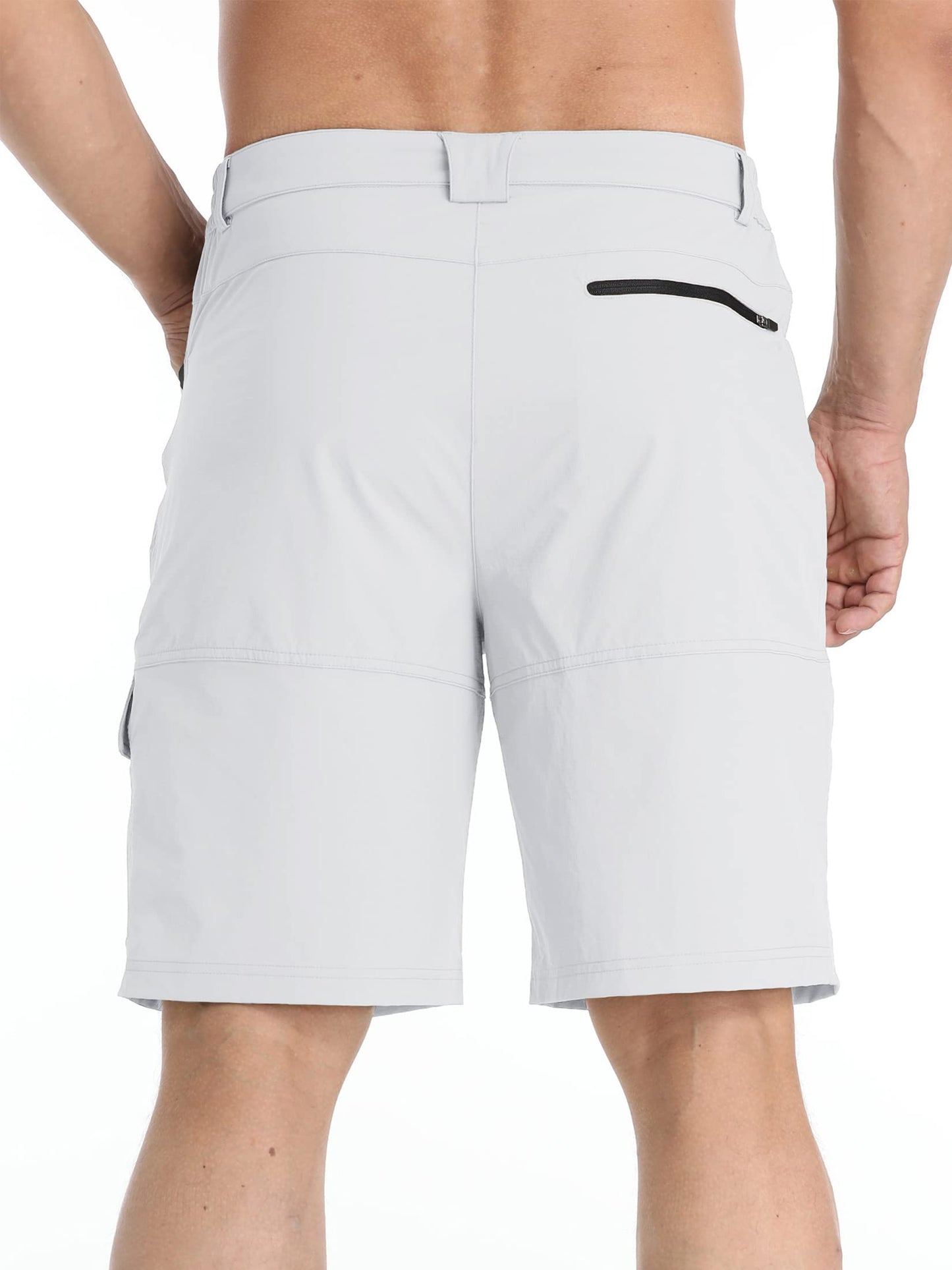 TACVASEN Mens Golf Shorts 10" Cargo Casual Dress Shorts Quick Dry Water Resistant Summer Hiking Travel Business Zipper Pockets White 32
