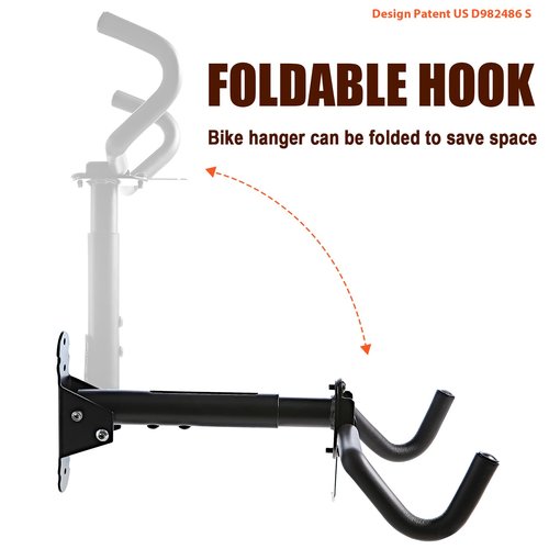 Gootus Bike Wall Mount Hanger - Horizontal Bicycle Indoor Storage Rack | Cycling Wall Mounted Holder Hook - Hang Your Road, Mountain or Hybrid Bikes in Garage or Home