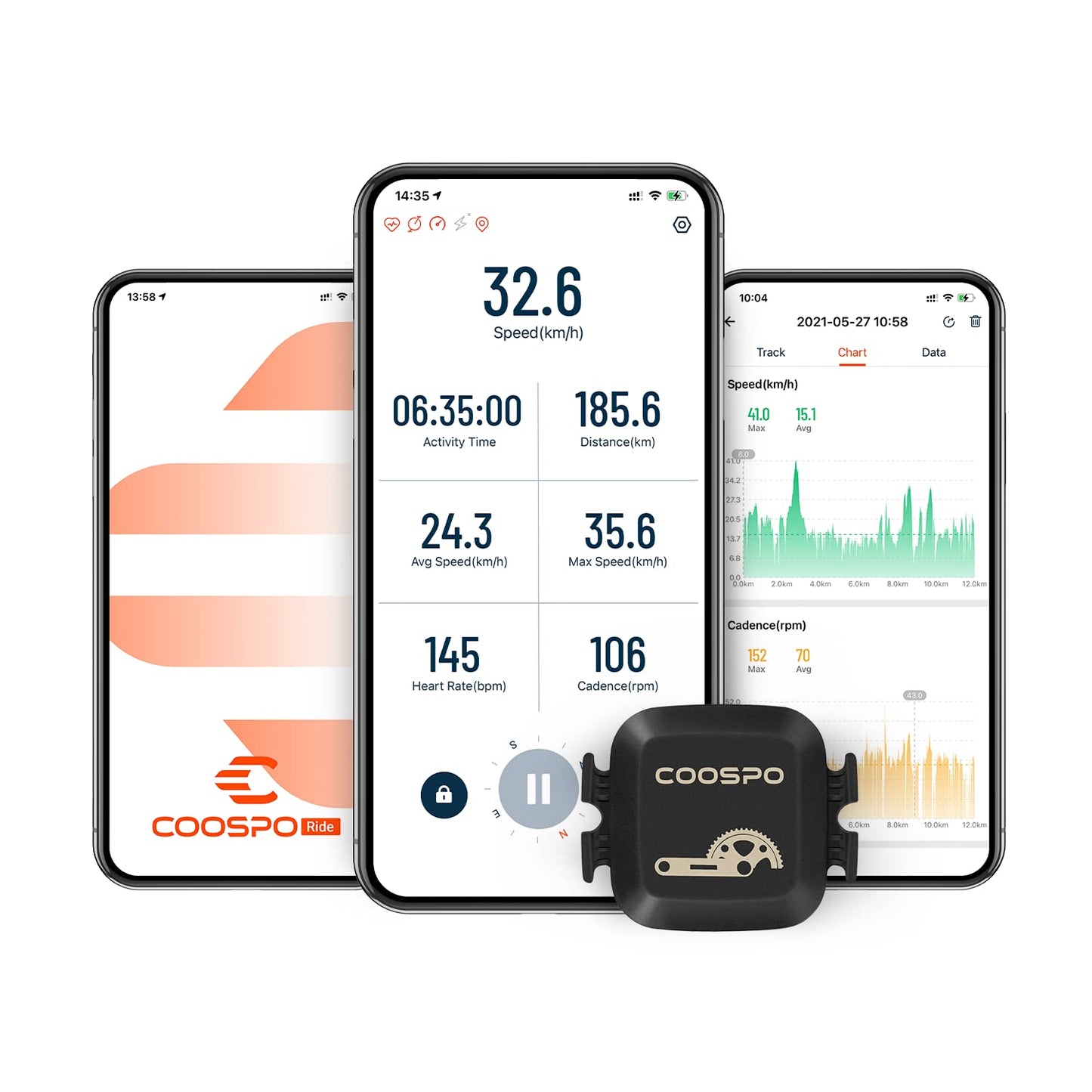 COOSPO Cadence and Speed Sensor, Wireless Bike Cadence Sensor for Bike Computer/Rouvy/Peloton/Wahoo