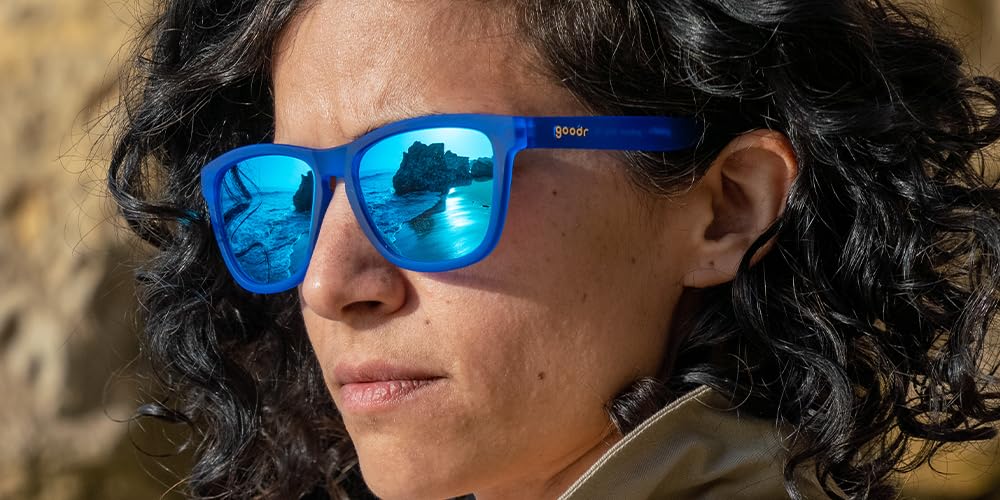 goodr Falkor's Fever Dream Polarized Sunglasses for Men & Women, Medium Sized (OG), Dark Blue Translucent Frame with Light Blue Mirrored Reflective Lenses, UV400 Protection, No Slip, No Bounce