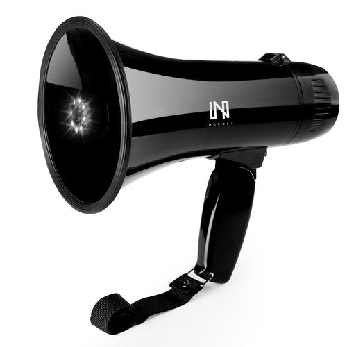 MGROLX 20W Megaphone Bullhorn Speaker with LED, | Loud Spekaer with Siren, Recording and 3.5mm Aux Interface | Mega Phone Design for Outdoors and Safety Drills（Black）