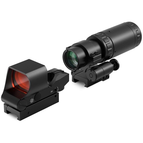 Feyachi M37/ M57 1.5X - 5X Red Dot Magnifier with RS-30 Reflex Sight Combo, Multiple Reticle System Red Dot Sight & Magnifier Combo Built-in Flip Mount