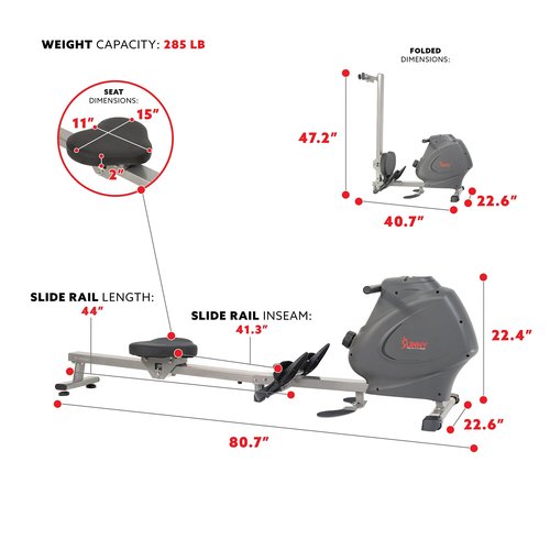 Sunny Health & Fitness Multifunction Premium Magnetic Indoor Rowing Machine - SF-RW5941