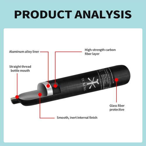 TUXING 30Mpa 4500Psi Carbon Fiber HPA Tank,0.7L 42Cu in 700cc Composite Cylinder Paintball Hunting for PCP Air Rifle Gun Daystateand FX Thread M18 * 1.5