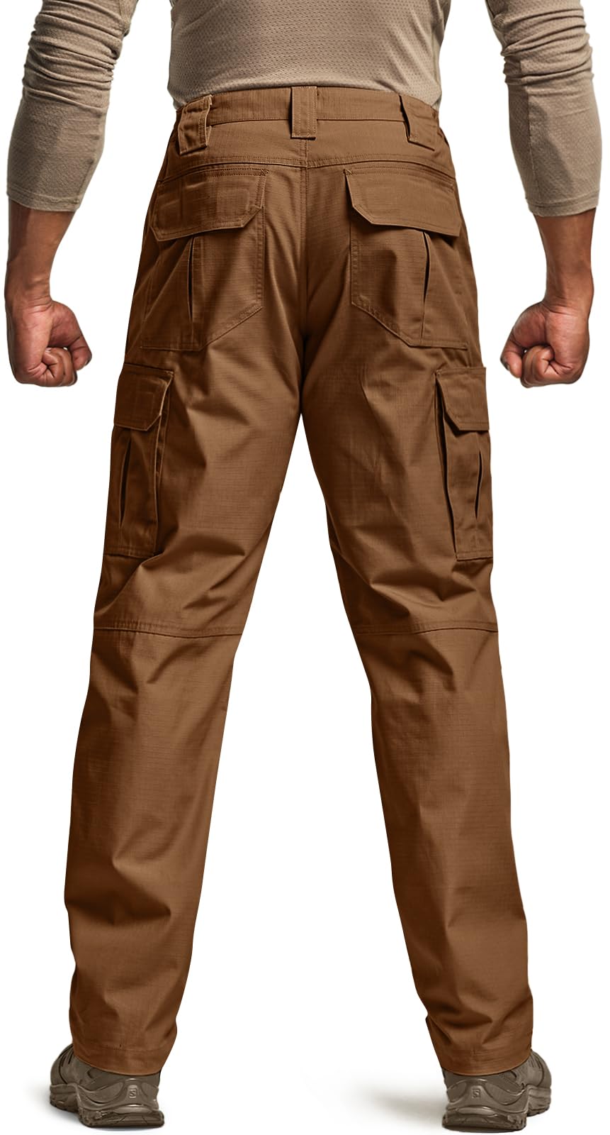 CQR Men's Tactical Pants, Water Resistant Ripstop Cargo Pants, Lightweight EDC Work Hiking Pants, Outdoor Apparel, Raider Copper Brown, 44W x 32L