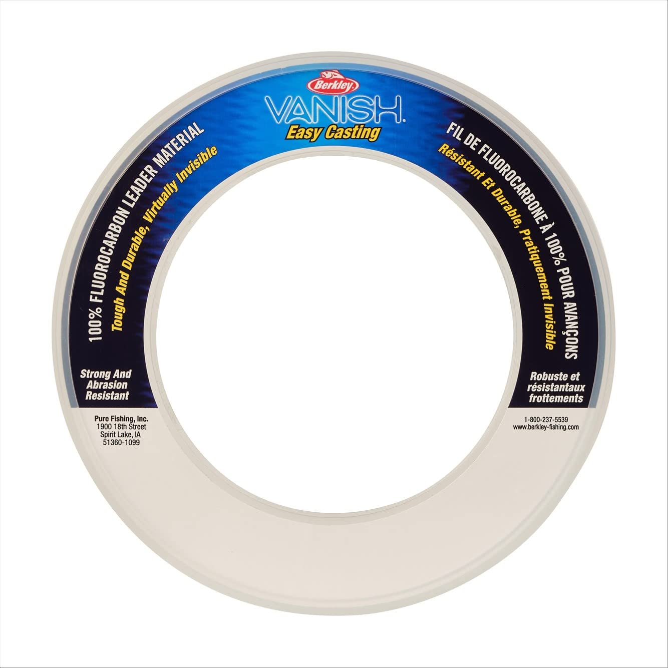 Berkley Vanish® Leader Material Coil, Clear, 60lb | 27.2kg, 30yd | 27m Fluorocarbon Fishing Line, Suitable for Saltwater Environments