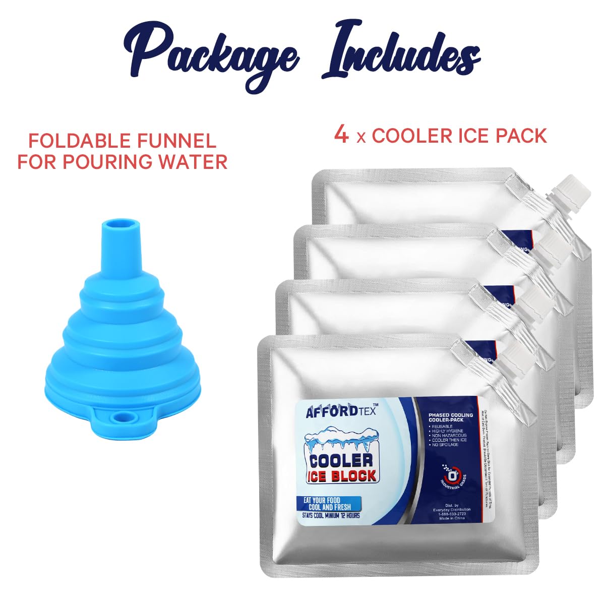 Ice Packs for Cooler, 4 Reusable Ice for Coolers,10 inches x 10 Inches Each,Long Lasting ice for ice Chest, and Lunch Box,A Must for All Outdoor Activity Keep Your Food Fresh