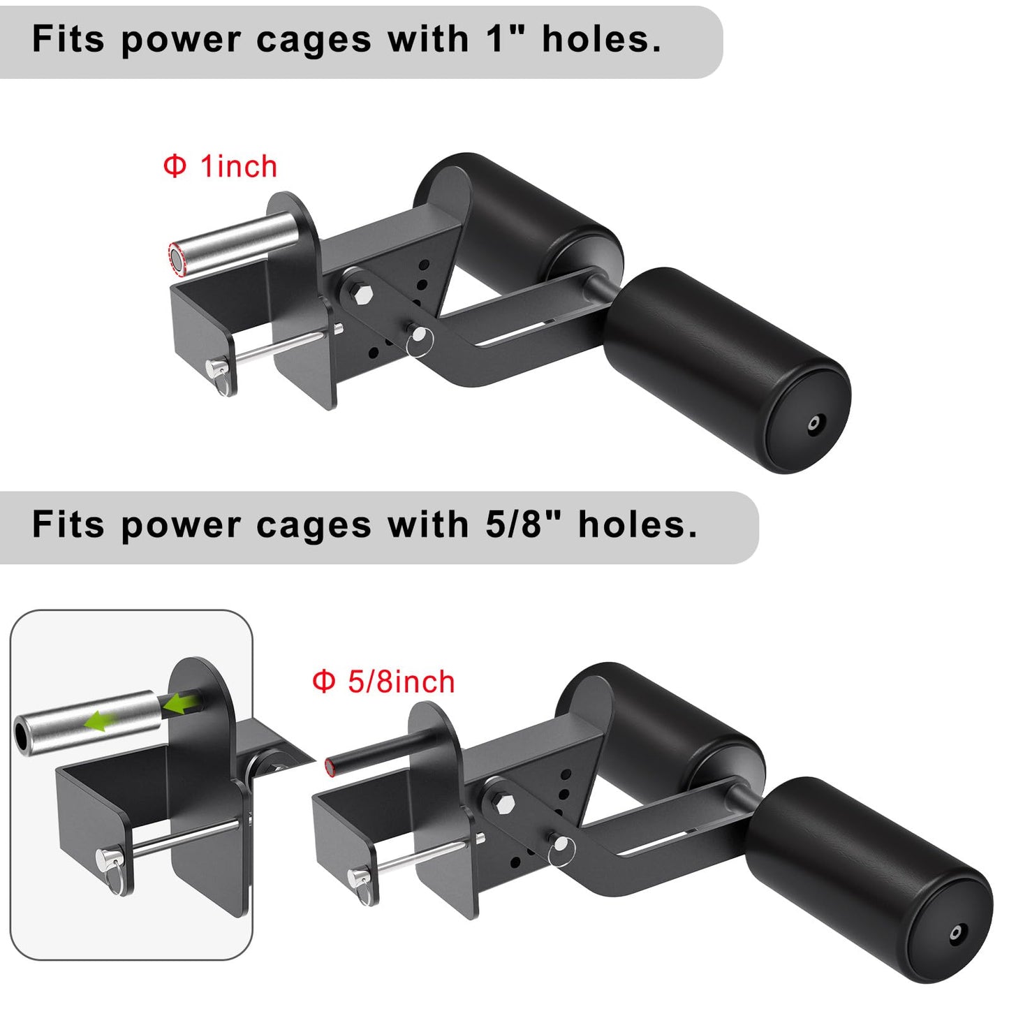 Lifeswell Nordic Hamstring Curl Attachment for 3"x3" Power Rack with 1" or 5/8" Hole, 6 Height Adjustable Leg Hold Down with Leather Surface for Home Gyms