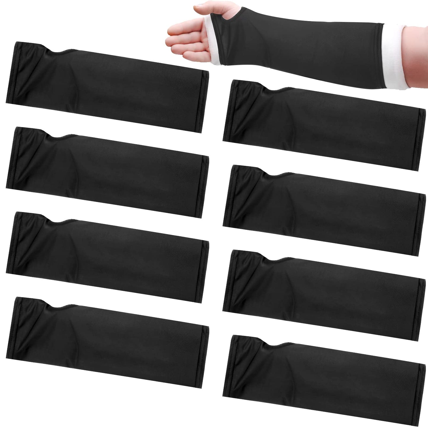 Boao 8 Pcs Arm Cast Covers Protector Splint Cast Covers Soft Elastic Arm Sling Sports Sleeve Reusable Breathable Wrist Elbow(Black,Classic)