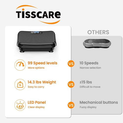 Vibration Plate Exercise Machine: TISSCARE Vibrating Plates for Lymphatic Drainage and Weight Loss, 300Lbs Capacity Full Body Power Shake Workout Platform for Home Cardio Fitness (Ink Black)