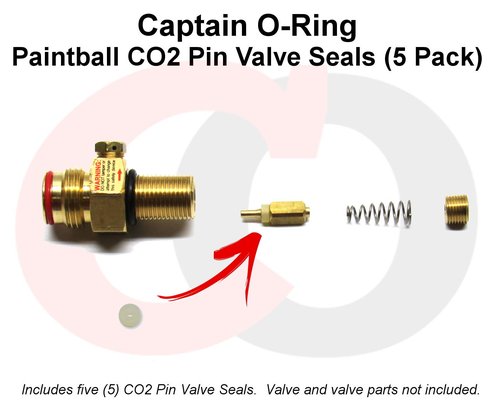 Captain O-Ring - CO2 Internal Pin Valve Seals for Screw-in Paintball Tanks - 9oz, 12oz, 20oz Tanks (5 Pack)