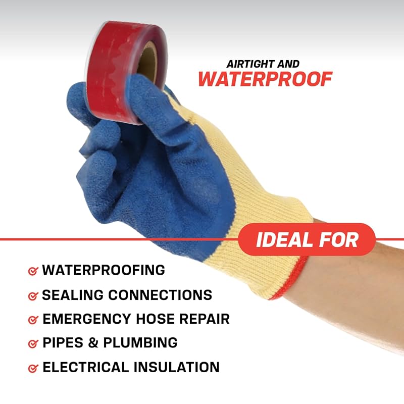Rescue Tape Self-Fusing Silicone Emergency Repair Tape 1" x 12' - Red