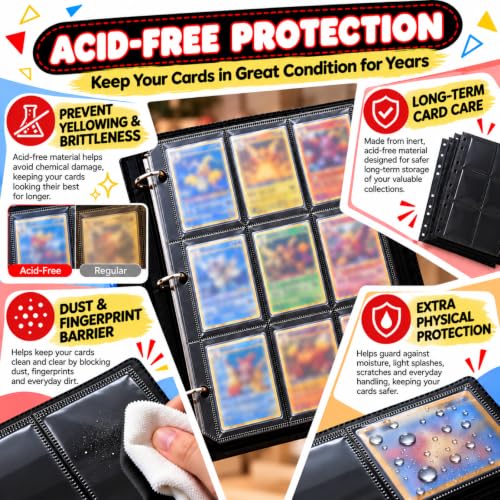 4 Elements Black 9-Pocket Card Binder for Trading Cards - Holds 900 Cards