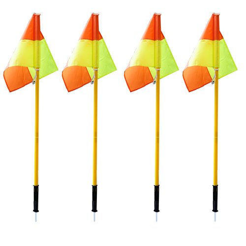 Soccer Corner Flags Set of 4, Playing Field Corner Flags, Soccer Flag Pulling, Soccer Agility Poles, Flag Soccer Football Equipment For Training Turf W/Bright Flags