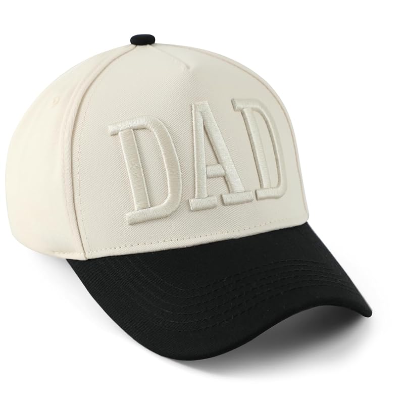 Dad Trucker Hat for Men - Beige | Two-Tone Adjustable Embroidered Baseball Cap