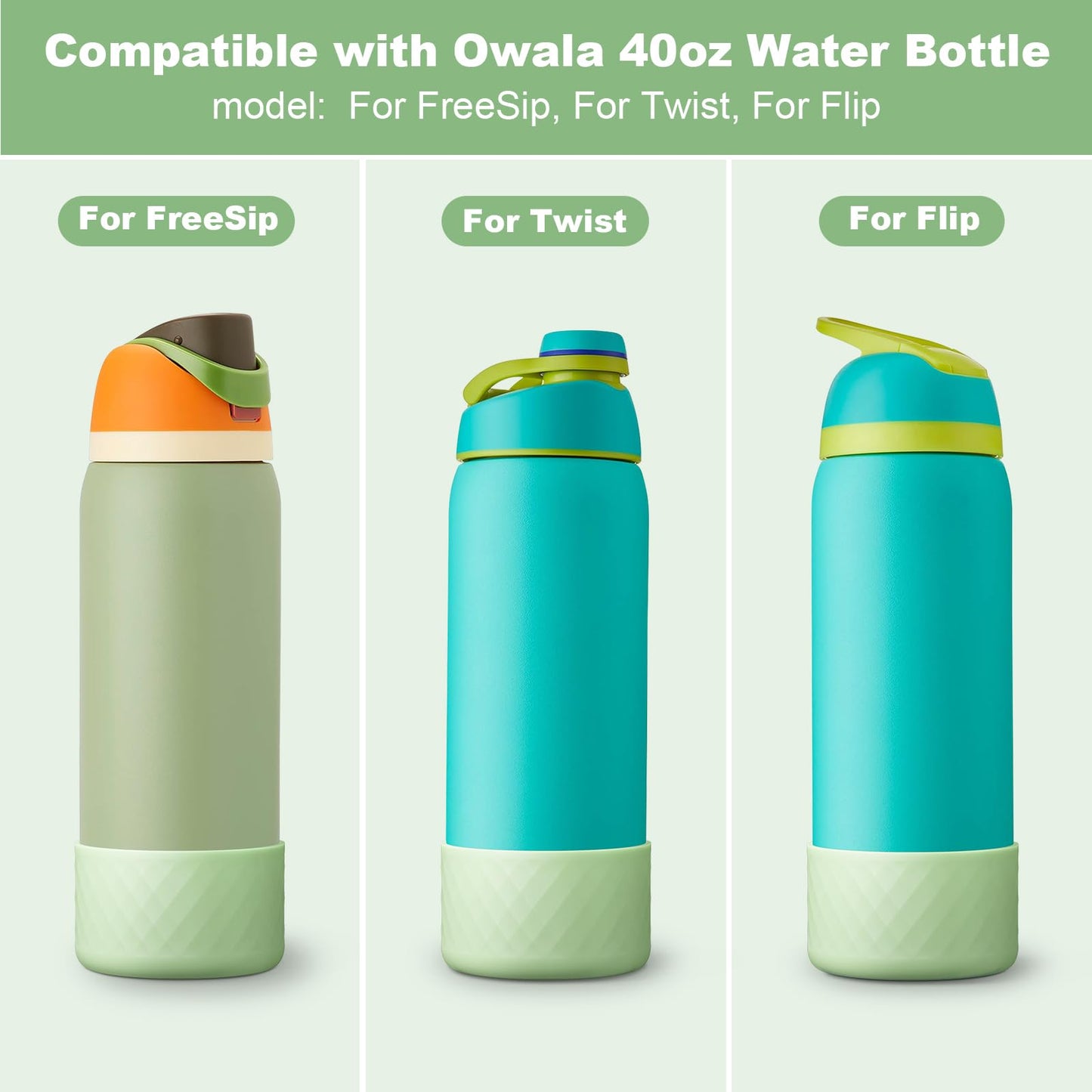 Beonsky Silicone Boot for Owala Water Bottle 40 oz, Anti-Slip Protective Sleeve for FreeSip/Twist/Flip Stainless Steel Water Bottles Accessories