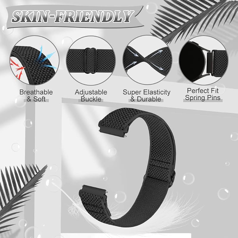 Elastic Nylon Watch Band for Casio F-91W/AE-1200 Series - 3 Pack, Black+Gray+Off-White