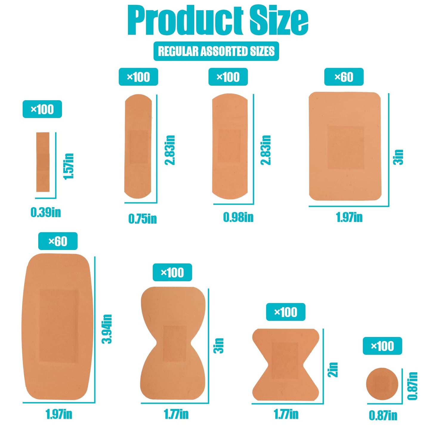 Lounsweer 720 Pcs Assorted Bandage Bulk Variety Pack Flexible Adhesive Breathable Bandage for Waterproof Fingertip Wound Care Face Arm Scrape Knee Multi Size First Aid Kit Refill(Multi Styles,Brown)