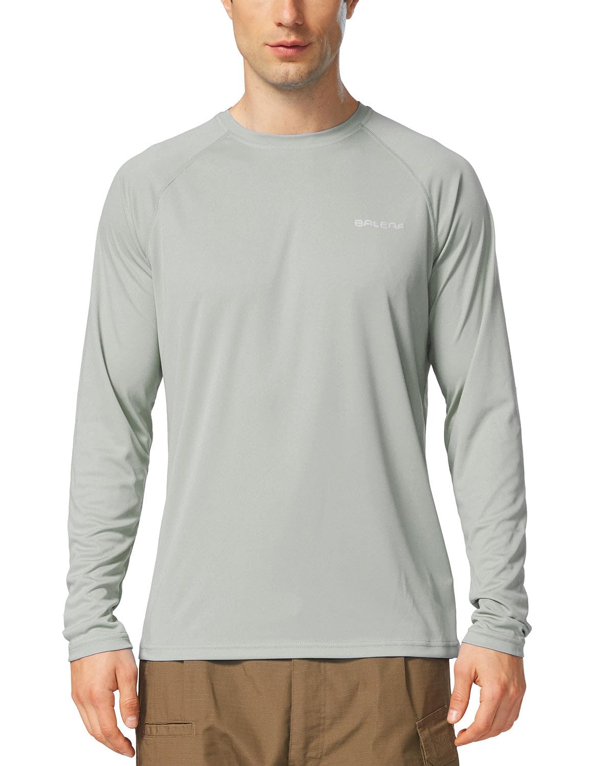 baleaf Mens UPF 50+ Sun Protection Shirts Long Sleeve Rash Guard, Quick Dry 4-Way Stretch for Fishing Swimming Surfing 2 Pack-Gray 3XL