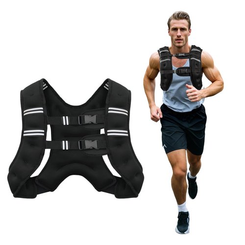 Poudee Weighted Vest, 20LB Weight Vest for Men Women, Body Weight Vests Adjustable with Reflective Stripe for Strength Training, Running, Training Workout, Jogging, Walking - 20LB